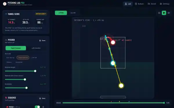 Tunnel score and catcher's view on a laptop